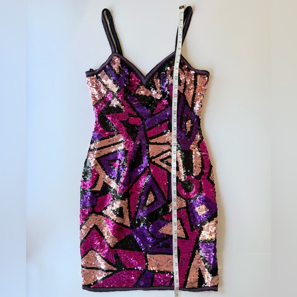 Vintage 1980s Silk Multicolor Fully Sequined & Beaded Dress by Susan Rose 8 - Picture 13 of 16